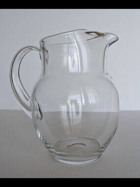 Skruf Sweden Clear Glass Pitcher Signed 2031-1 Scandinavian Modern 7"